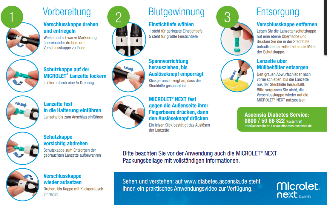 Ascensia Microlet® Next Stechhilfe Handhabung