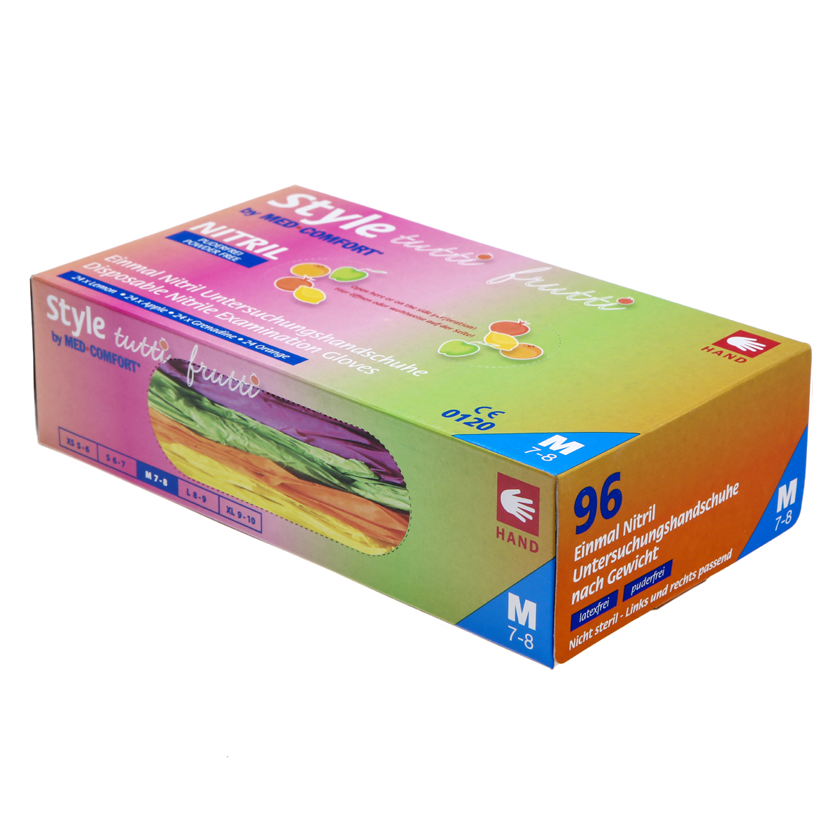 Med-Comfort® STYLE Tutti-Frutti Nitrilhandschuhe puderfrei Spenderbox 96 Stück