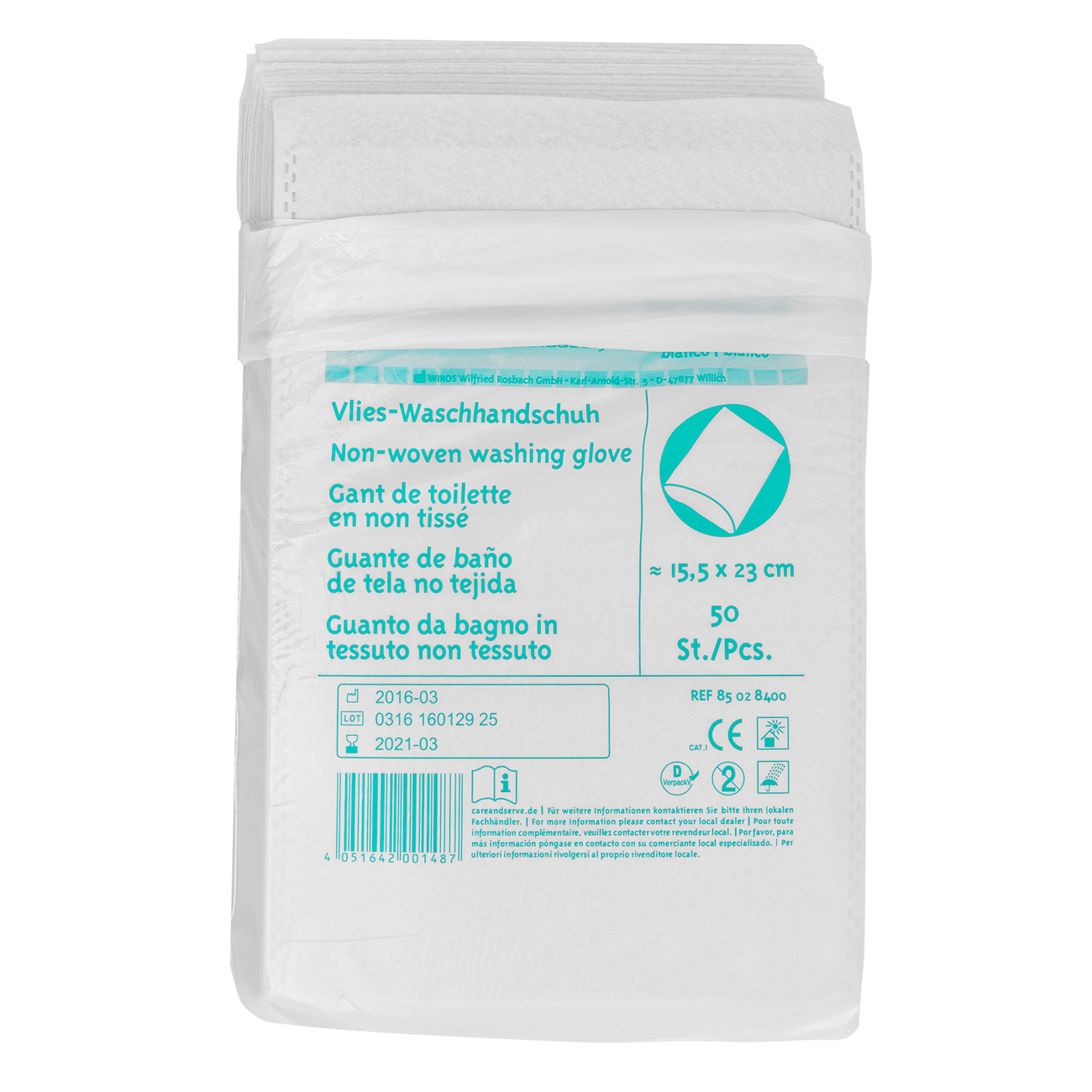 Care and Serve® Vlies Waschhandschuhe 50 Stück Beutel