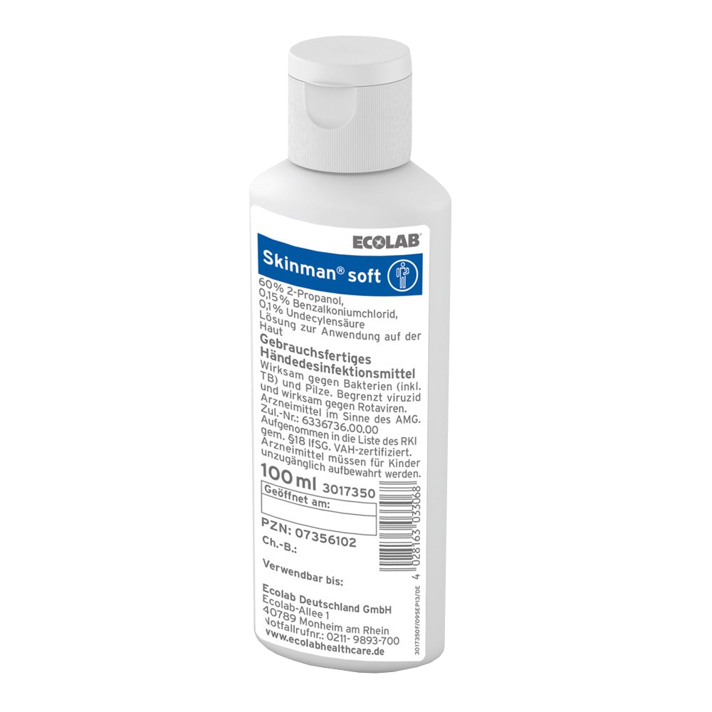 Ecolab Skinman™ soft - Pflegende Händedesinfektion 100 ml Kittelflasche