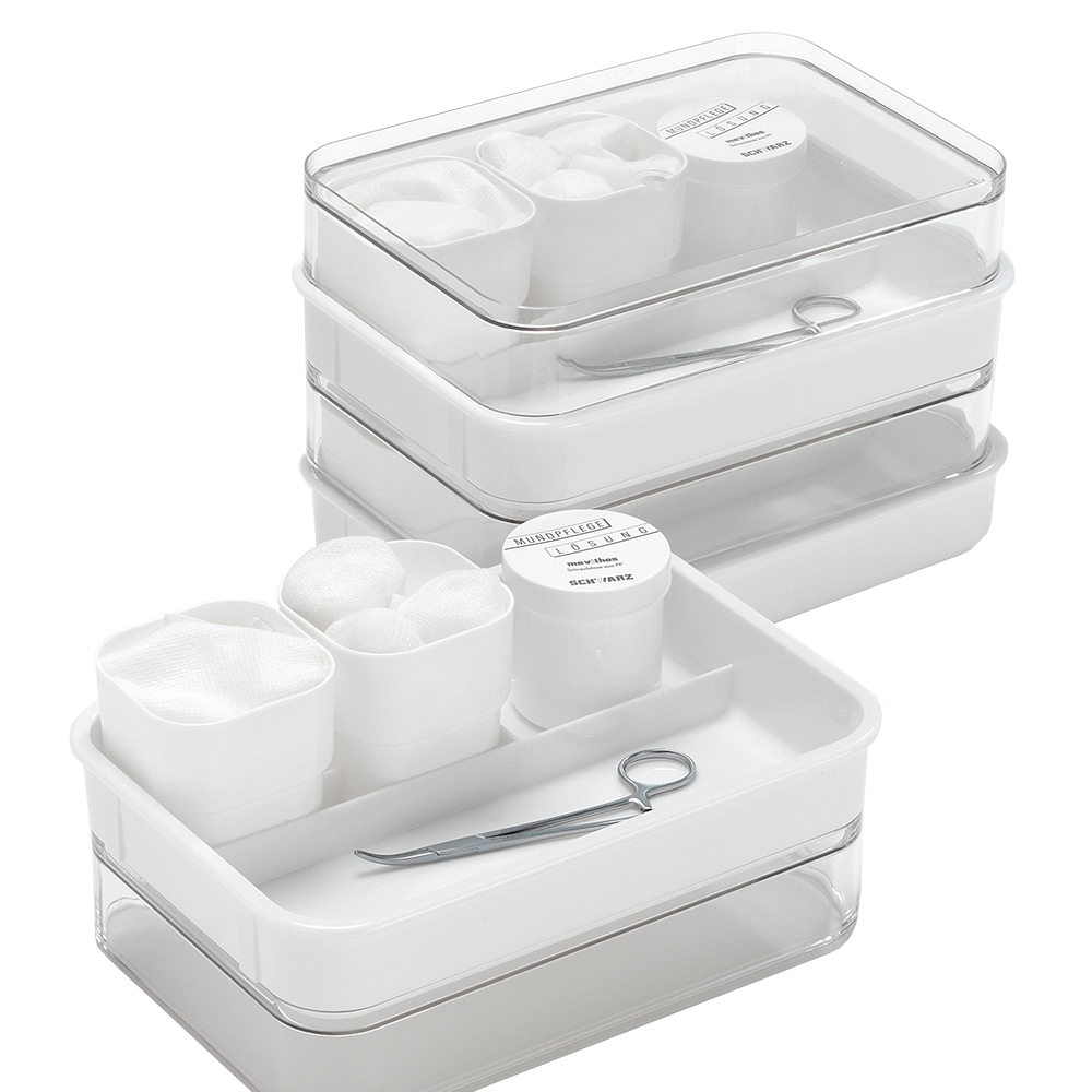 Schwarz mevithos® Mundpflege-Tablett Anwendung