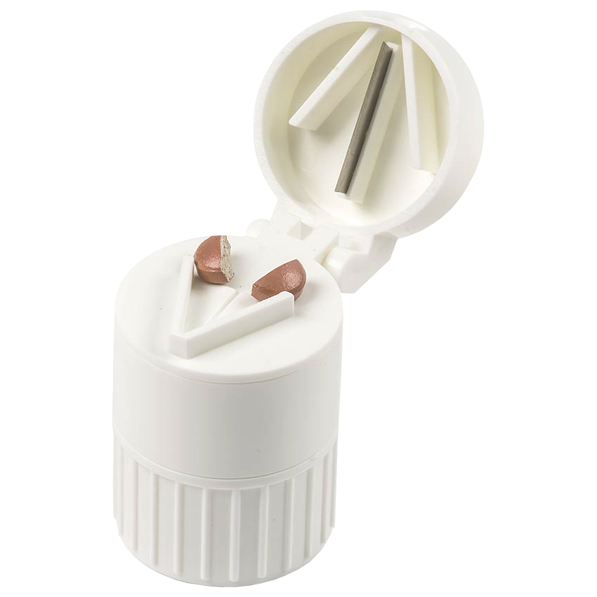 Schwarz melipul® Tabletten Mörser & Teiler geöffnet