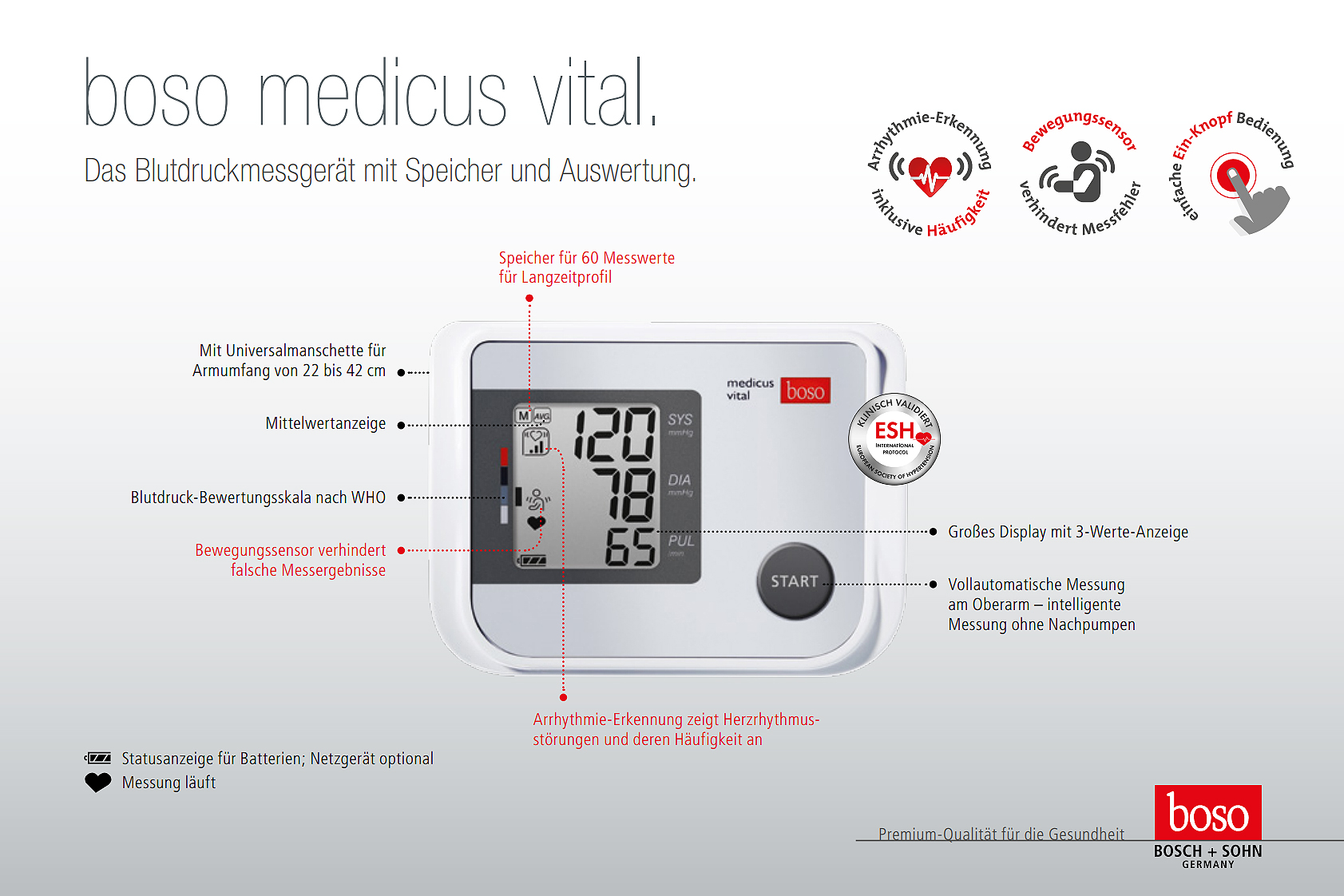 Boso medicus vital Oberarm-Blutdruckmessgerät