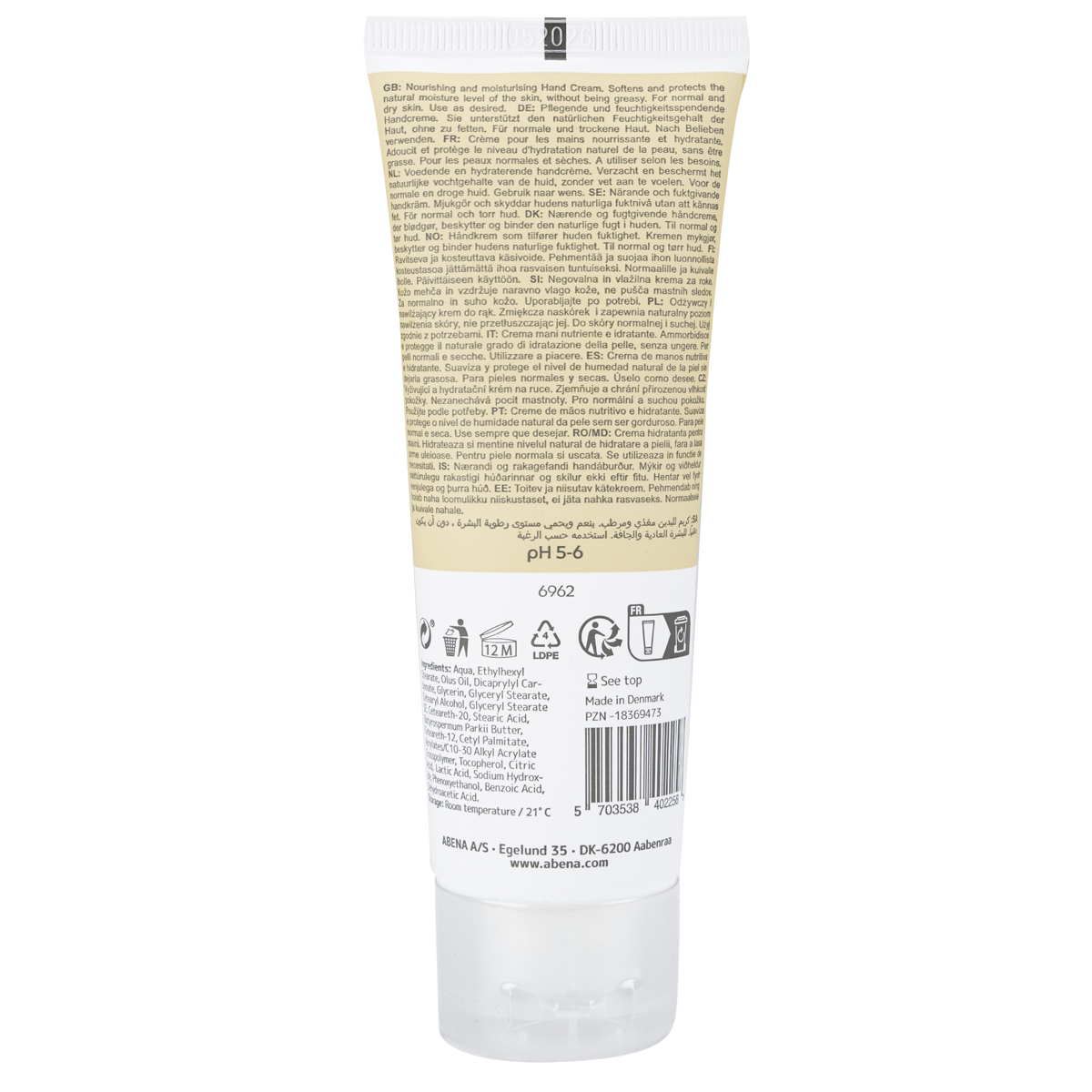Abena® Handcreme - parfümfrei - 75 ml - Back