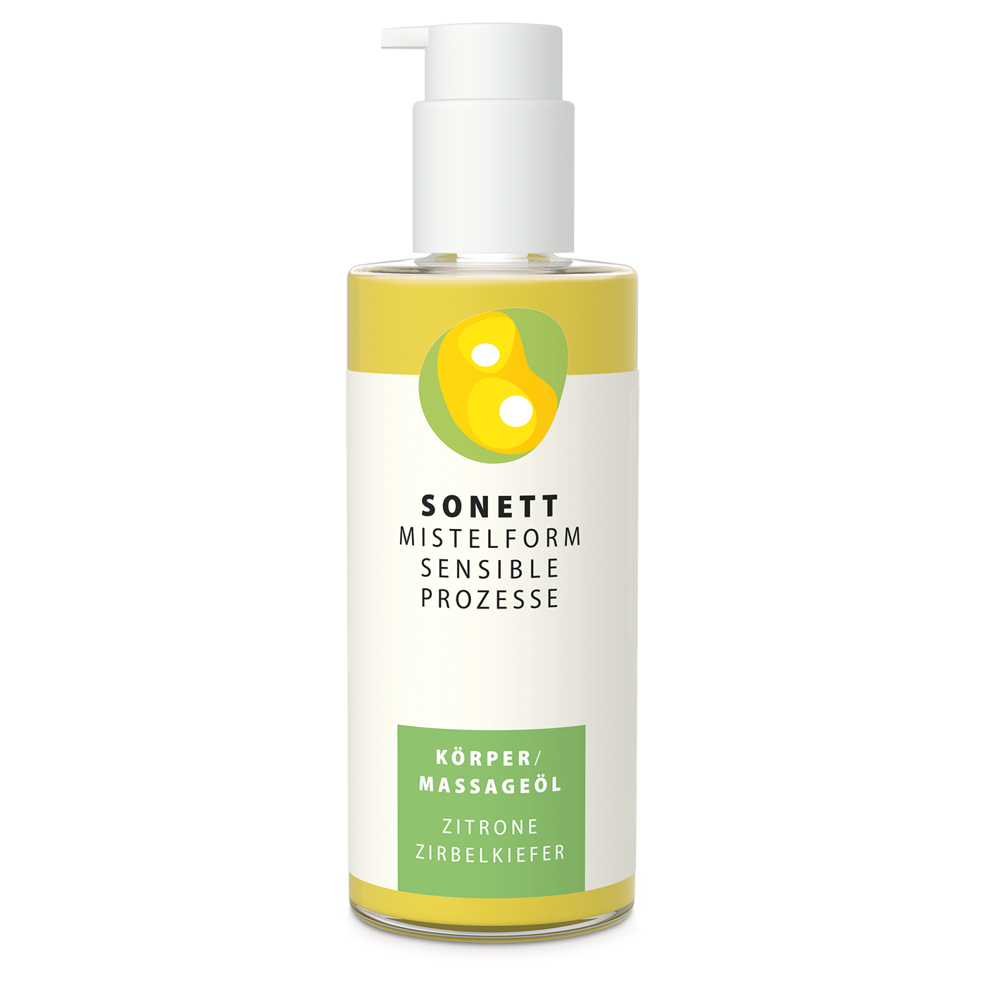Sonett Mistelform Körper & Massageöl | Zitrone Zirbelkiefer 145 ml Flasche